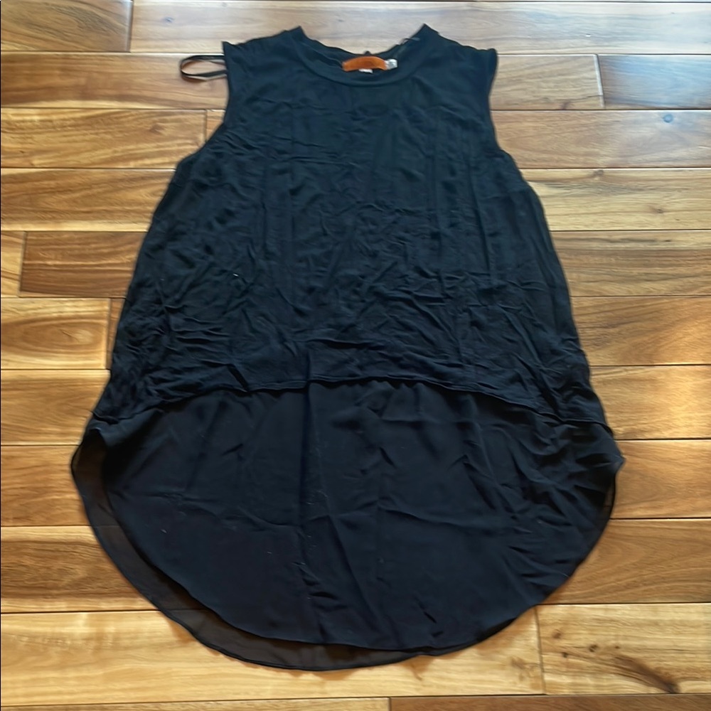 One A Black Asymmetrical Sleeveless Tank Top